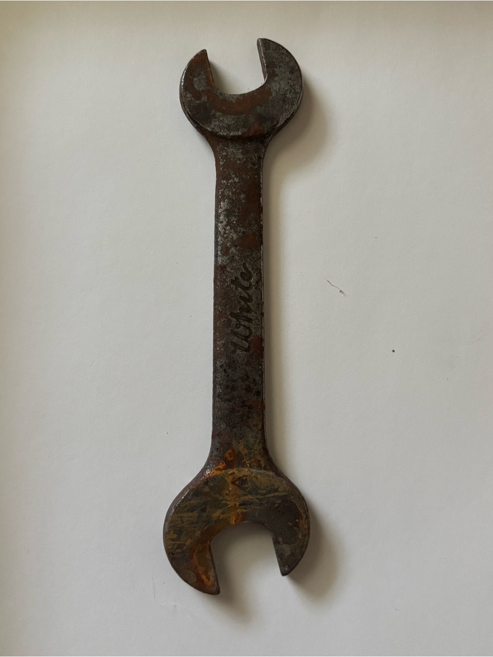Vintage Open-End “White” Double-Ended Spanner Wrench Metal